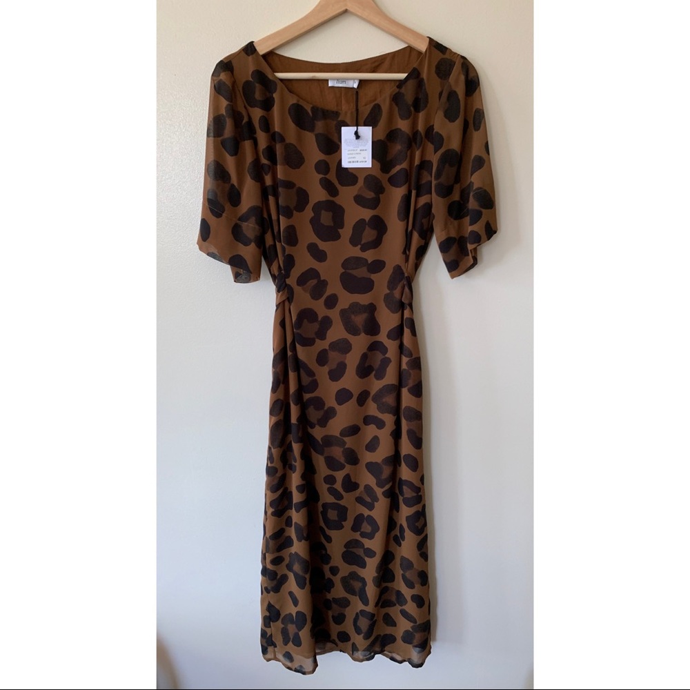 Liam • 10 • Leopard Print Short Sleeve Midi Dress